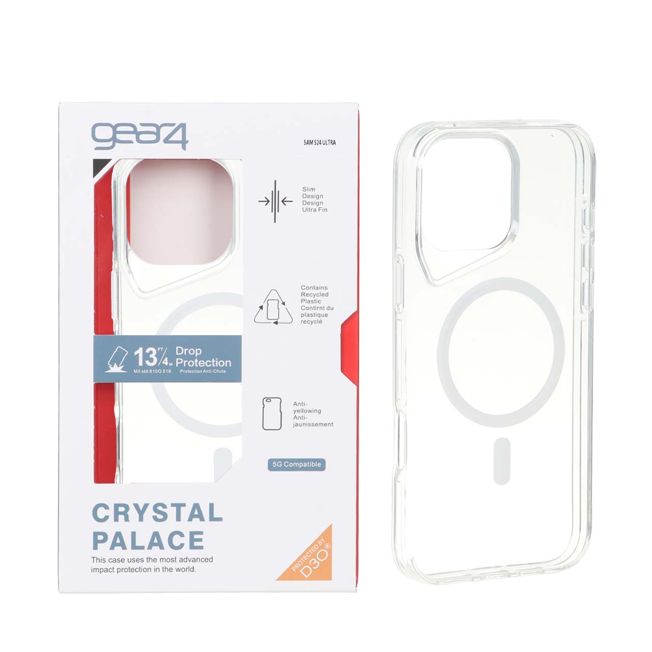 قاب اورجینال Gear4 Crystal palace شفاف White MagSafe مدل Apple iPhone 16 Pro Max (پک دار)